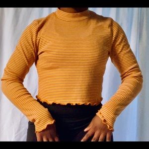 Orange stripped cropped long sleeve shirt